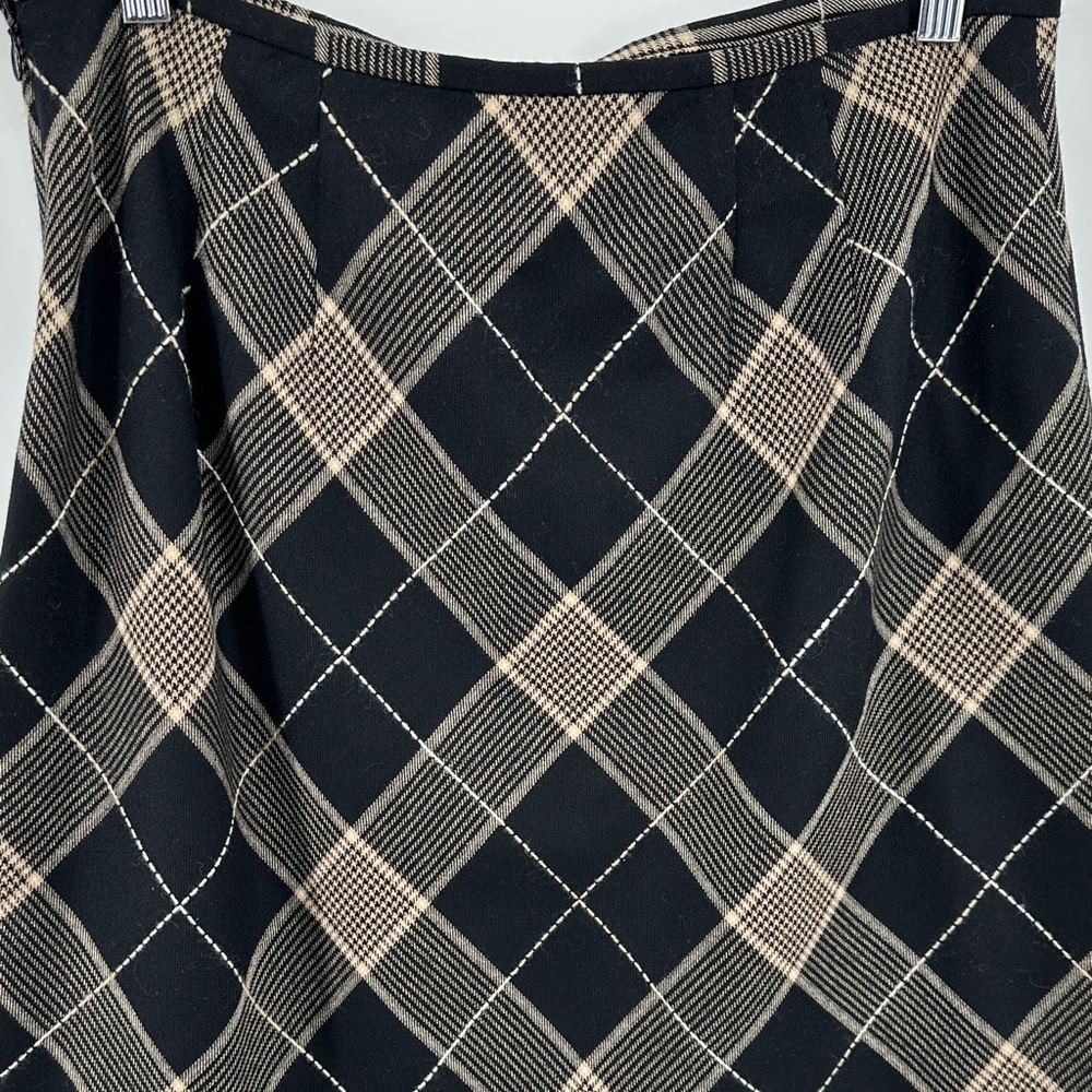 VTG 90s Y2K Grunge Academia Ann Taylor Black and Tan Checkered Pencil Skirt Sz10 - Picture 6 of 12